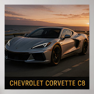 Chevrolet Corvette C8 moderne Amerikaanse sportwag Poster