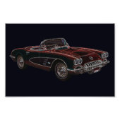 Chevrolet Corvette Convertible uit 1950 Foto Afdruk (Voorkant)