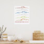 Chevrolet Corvette T-Shirt Zwart met 1953-2019 Mod Poster (Keuken)