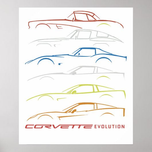 Chevrolet Corvette T-Shirt Zwart met 1953-2019 Mod Poster (Voorkant)