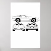 Chevrolet Corvette uit 1984 schematisch Poster (Voorkant)