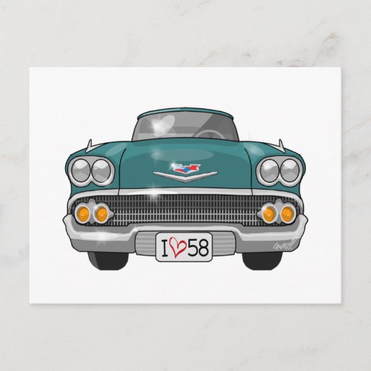 Chevrolet Impala 1958 Briefkaart (Voorkant)
