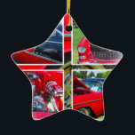 Chevrolet Sedan Collage 1955 Keramisch Ornament<br><div class="desc">Fotografie Collage van een prachtig rood 1955 Chevrolet Sedan, in uitzonderlijke omstandigheden. De collage bevat schoten van de auto in verschillende uitzichten. Dit voertuig maakte deel uit van het show van de auto tijdens de achttiende jaarlijkse Freedom Celebration in Colona, Illinois, die in juni 2013 werd gehouden. Het auto-show werd...</div>