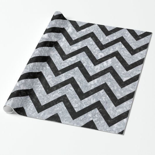 CHEVRON9 ZWARTE MARBLE & GRAY MARBLE (R) CADEAUPAPIER (Uitgerold)