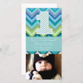 Chevron 1e verjaardag Bedankt Fotokaart Briefje (Voorkant / Achterkant)