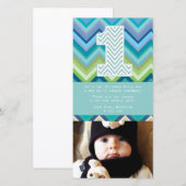 Chevron 1e verjaardag Dank je wel foto-kaartje Bedankkaart (Voorkant / Achterkant)