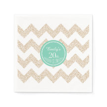 Chevron 20th Verjaardagsfeestje P Servet Kies kleu