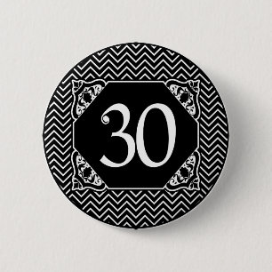 Chevron 30th Birthday Ronde Button 5,7 Cm