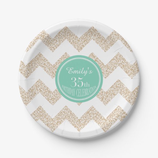 Chevron 35th Birthday Paper Bord Kies kleur (Voorkant)