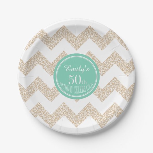 Chevron 50th Birthday Paper Bord Kies kleur (Voorkant)