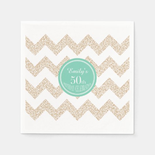 Chevron 50th Birthday Party P Napkin Choose Color Servetten (Voorkant)