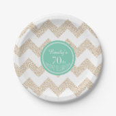 Chevron 70th Birthday Paper Bord Kies kleur (Voorkant)