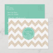 Chevron 75th Birthday Party Save the Date Briefkaa Aankondigingskaart (Voorkant / Achterkant)