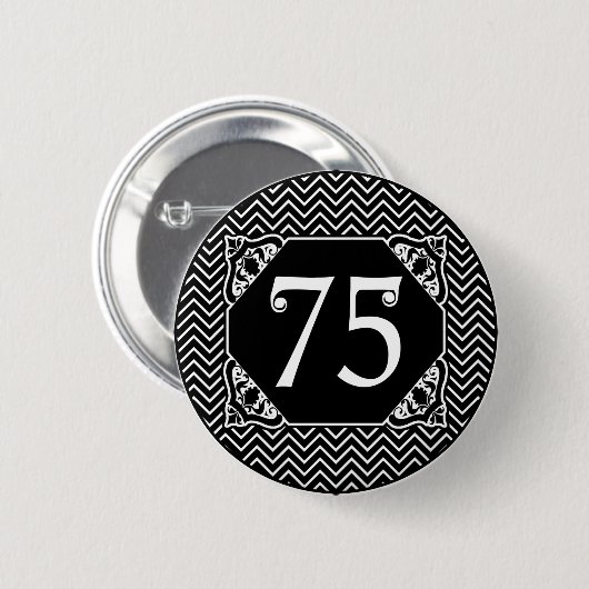 Chevron 75th Birthday Ronde Button 5,7 Cm (Voorkant /achterkant)
