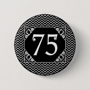 Chevron 75th Birthday Ronde Button 5,7 Cm