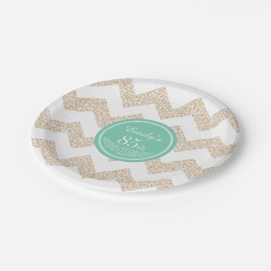 Chevron 85th Verjaardagspapier Bord Kies kleur (Gekanteld)