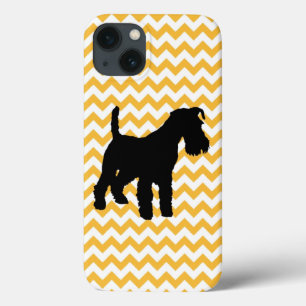 Chevron Achtergrond met Schnauzer Silhouette Case-Mate iPhone Case
