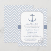 Chevron Anchor Nautical Baby Shower Invitaties Kaart (Voorkant / Achterkant)