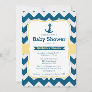 Chevron Anchor Nautical Baby Shower Invitaties Kaart