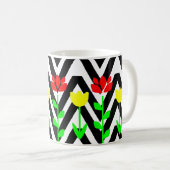 Chevron and Flowers Moderne Bloemen Mok (Voorkant rechts)