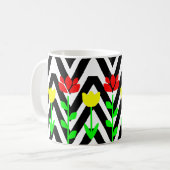 Chevron and Flowers Moderne Bloemen Mok (Voorkant links)