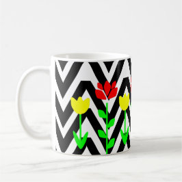 Chevron and Flowers Moderne Bloemen Mok