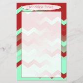 Chevron Aqua & Maroon Stationery for Handwriting (Voorkant)