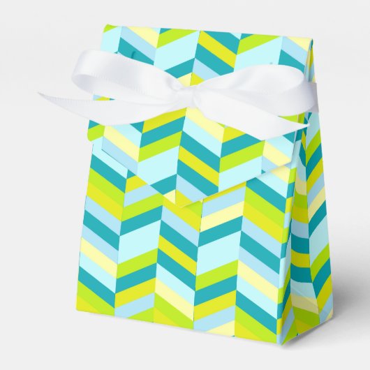 Chevron aqua turquoise groene sample geschenkdoos bedankdoosjes (Voorkant Zijde)
