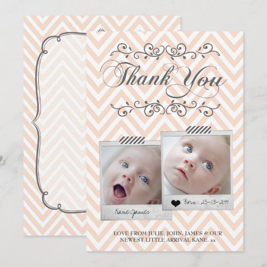 Chevron Baby Foto's Dank je wel kaarten Notitiekaartje (Voorkant / Achterkant)