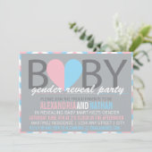 Chevron Baby Gender Reopenbaarmakingsfeest Kaart (Staand voorkant)