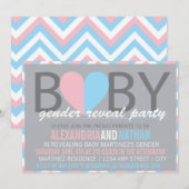 Chevron Baby Gender Reopenbaarmakingsfeest Kaart (Voorkant / Achterkant)