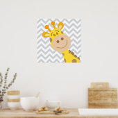 Chevron Baby Giraffe Nursery Wall Art Poster (Keuken)