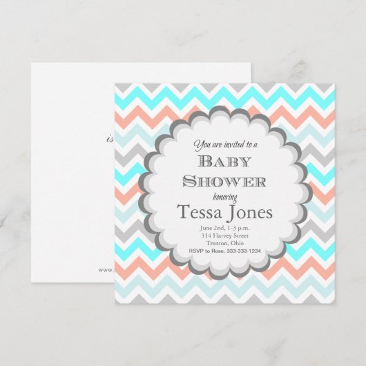 Chevron Baby shower Uitnodiging (Voorkant / Achterkant)