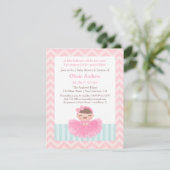 Chevron Ballerina Girl Baby Shower Uitnodigingen (Staand voorkant)