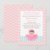 Chevron Ballerina Girl Baby Shower Uitnodigingen (Voorkant / Achterkant)
