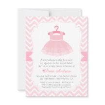 Chevron Ballerina Girl Baby Shower Uitnodigingen