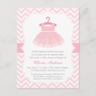 Chevron Ballerina Meisje Baby Shower Uitnodigingen