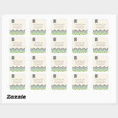Chevron Banner Monogram Adreslabel Vierkante Sticker (Vel)