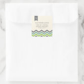 Chevron Banner Monogram Adreslabel Vierkante Sticker (Tas)