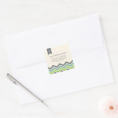 Chevron Banner Monogram Adreslabel Vierkante Sticker (Envelop)