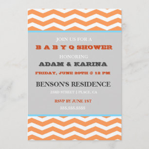 Chevron Barbecue BabyQ Baby shower Uitnodiging