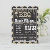 Chevron BBQ 50th Birthday Party Invitation Kaart (Staand voorkant)