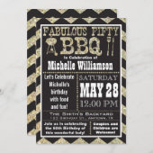 Chevron BBQ 50th Birthday Party Invitation Kaart (Voorkant / Achterkant)