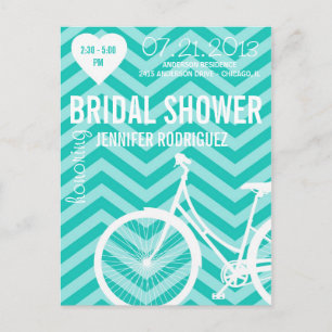 Chevron Bicycle Bridal Wedding Shower Briefkaart