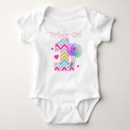 Chevron Birthday Baby 1st Birthday Romper (Voorkant)