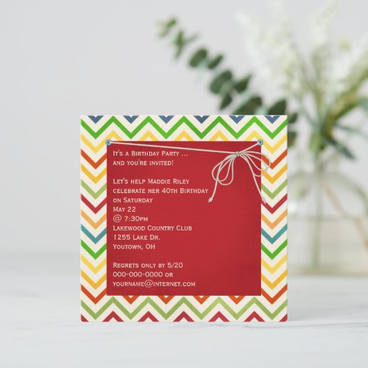 Chevron Birthday Party design Kaart (Staand voorkant)