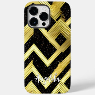 Chevron Black en Gold Persoonlijke naam Case-Mate iPhone 14 Pro Max Hoesje