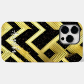 Chevron Black en Gold Persoonlijke naam Case-Mate iPhone Case (Achterkant (horizontaal))