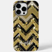 Chevron Black en Gold Persoonlijke naam Case-Mate iPhone Case (Achterkant)