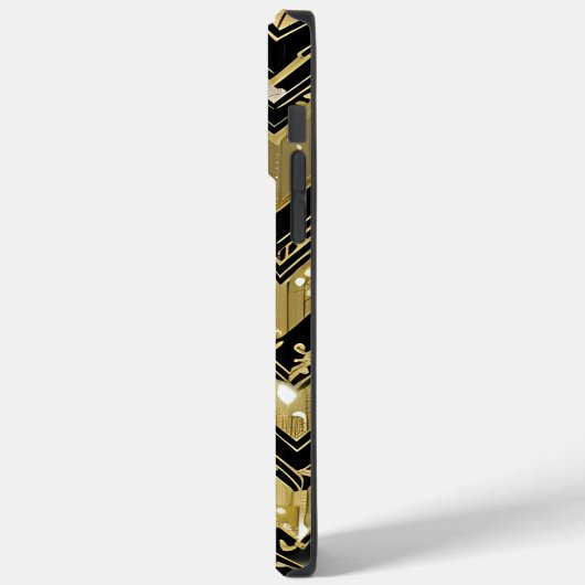 Chevron Black en Gold Persoonlijke naam Case-Mate iPhone Case (Achterkant / Links)